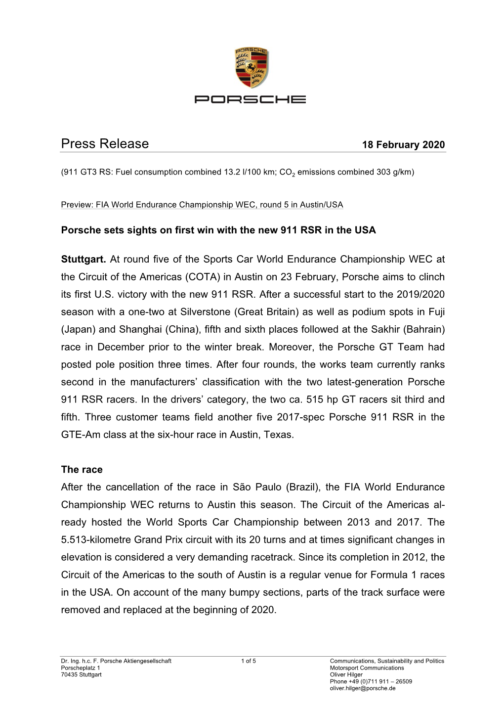Press Release 18 February 2020
