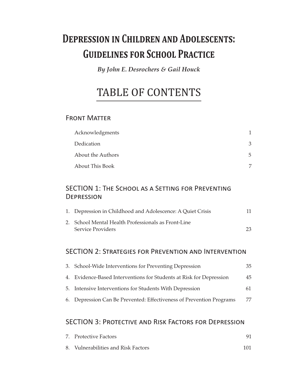 Depression in Children and Adolescents: Guidelines for School Practice by John E