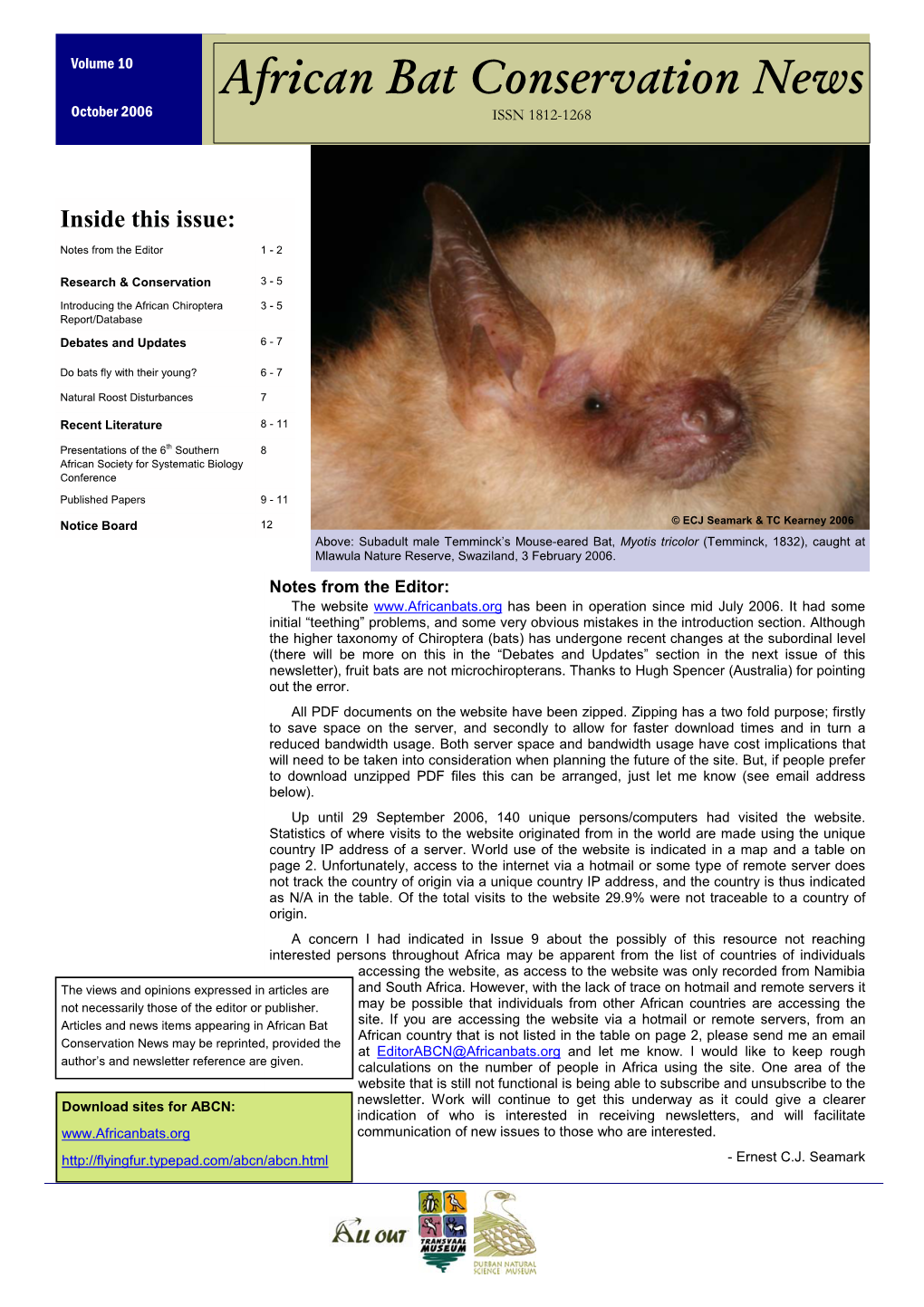 African Bat Conservation News October 2006 ISSN 1812-1268