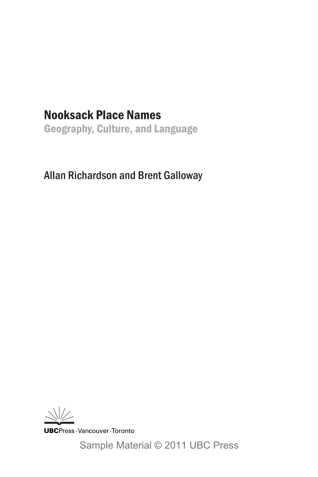 Nooksack Place Names Geography, Culture, and Language