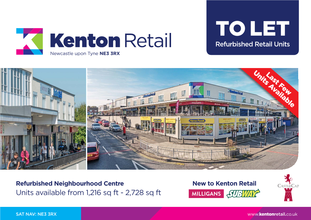 TO LET Refurbished Retail Units Newcastle Upon Tyne NE3 3RX