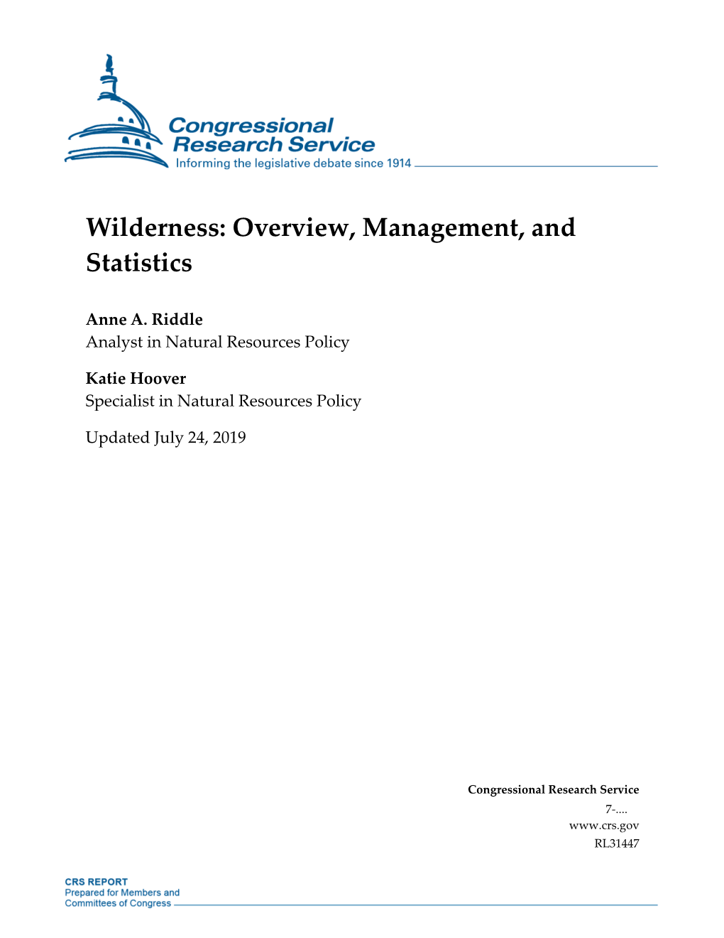 Wilderness: Overview, Management, and Statistics