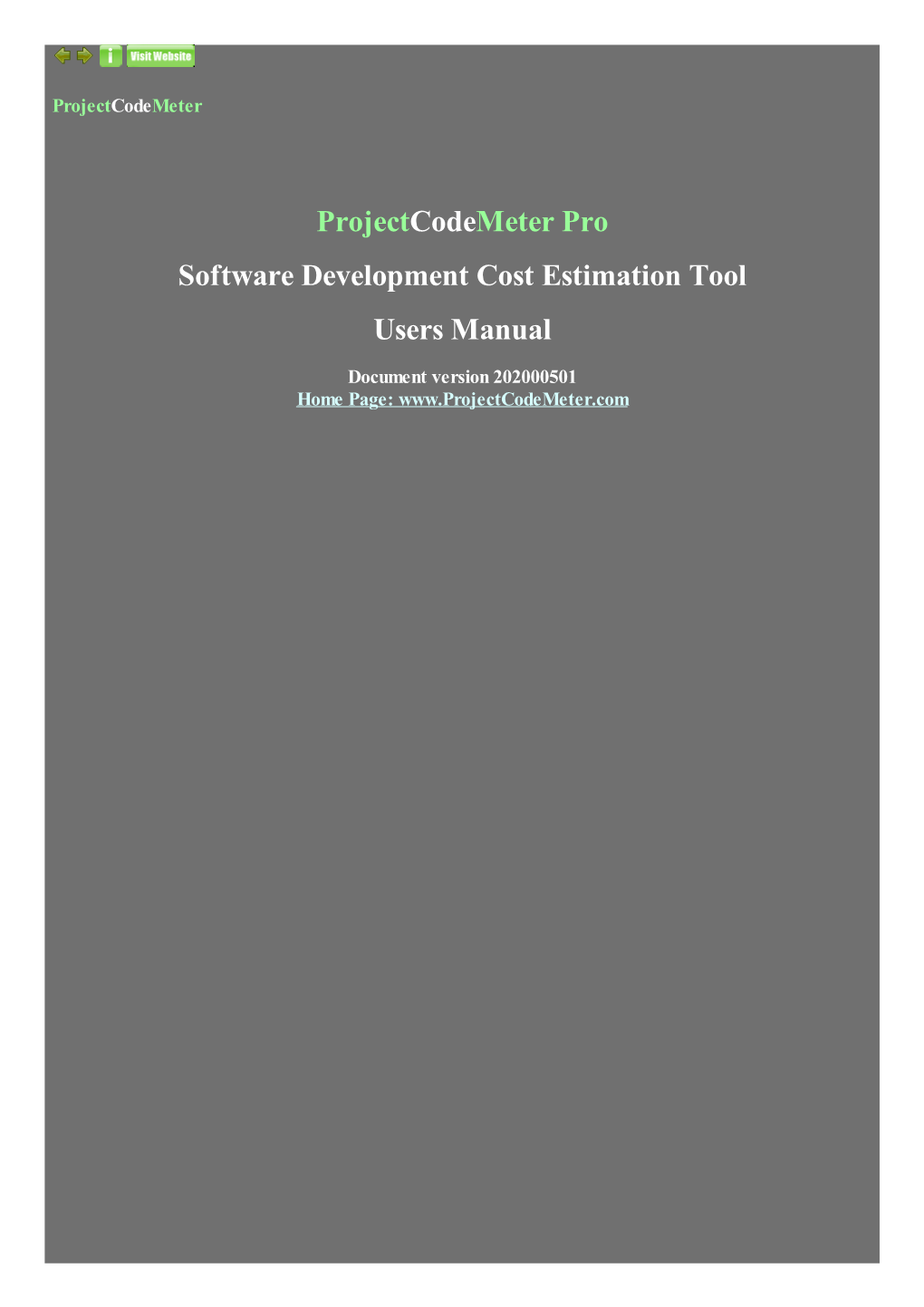 Projectcodemeter Users Manual