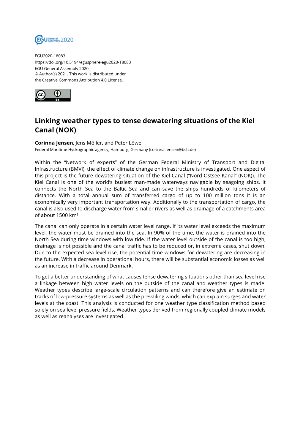 Linking Weather Types to Tense Dewatering Situations of the Kiel Canal (NOK)