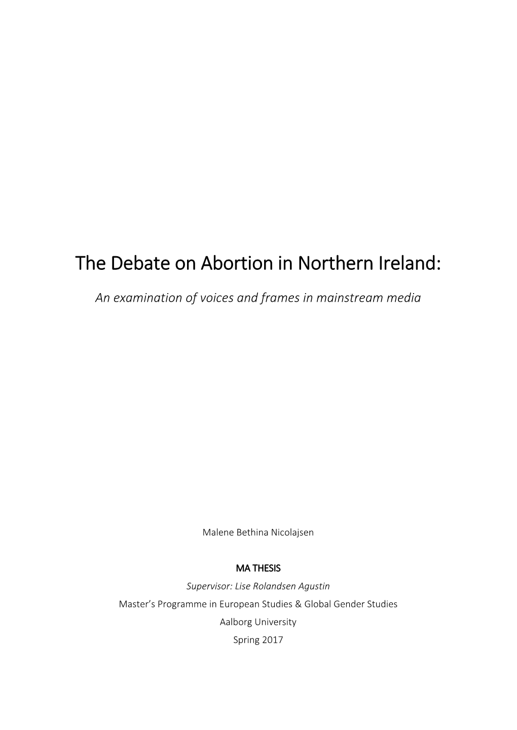 The Debate on Abortion in Northern Ireland