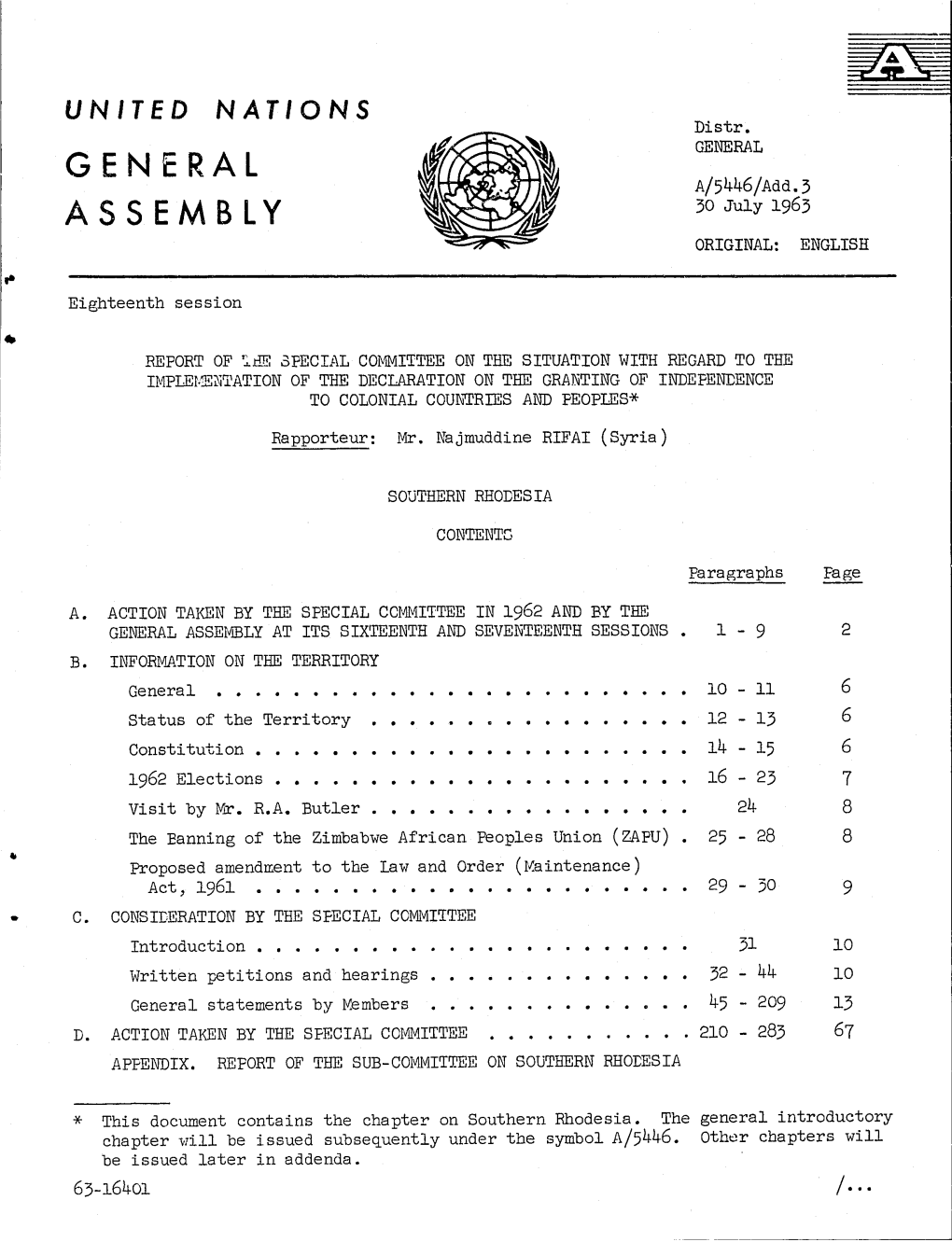 ASSEMBLY 30 July 1963