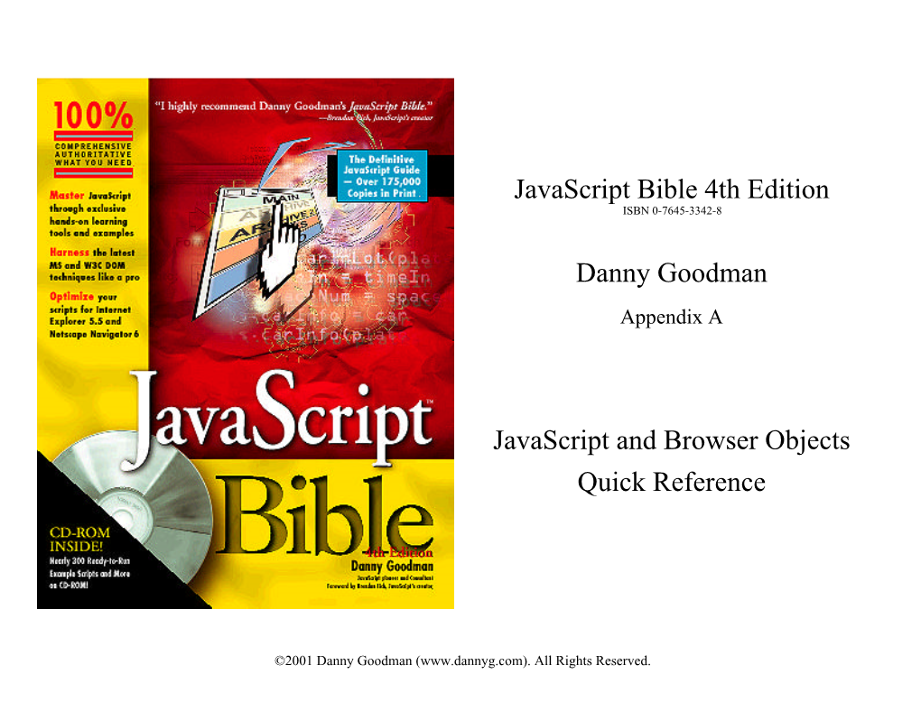 Javascript Bible 4Th Edition Danny Goodman Javascript and Browser