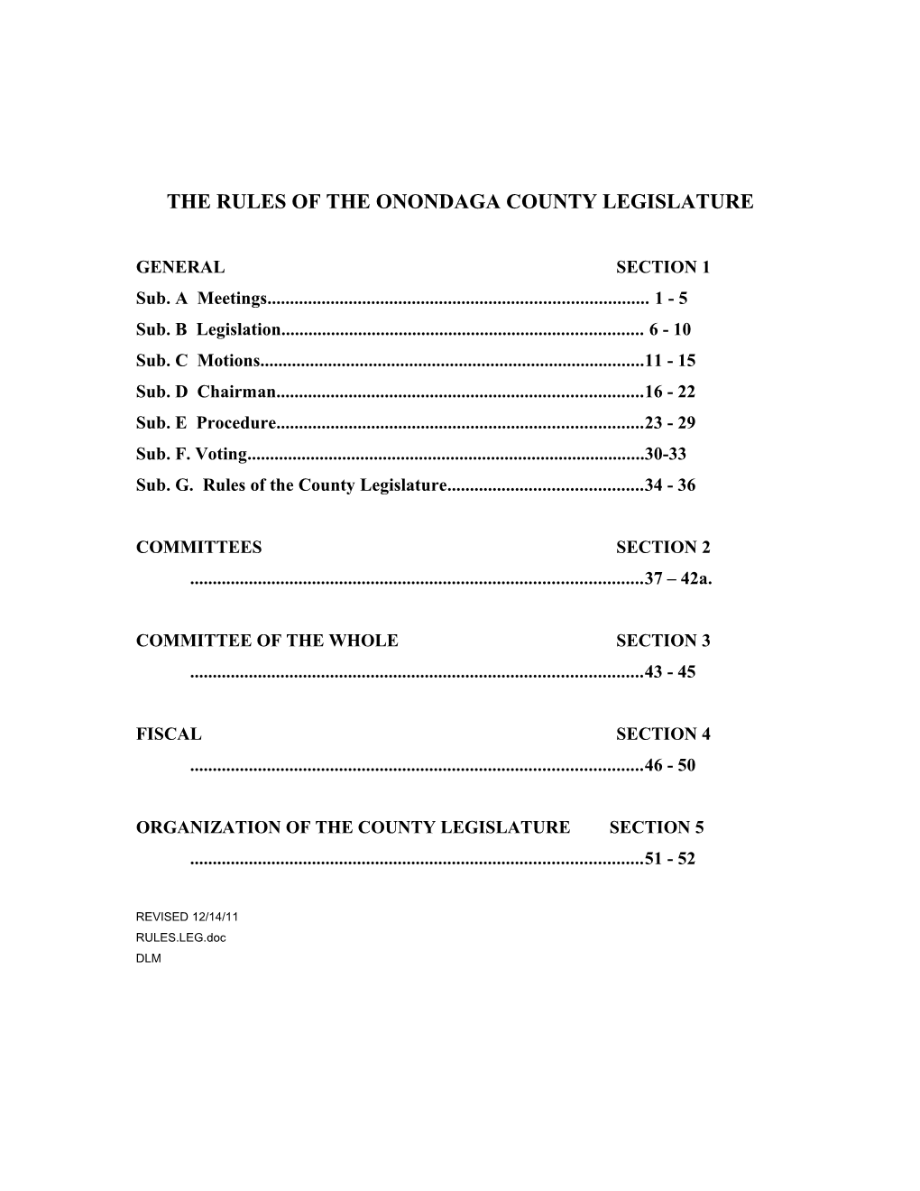 The Rules of the Onondaga County Legislature