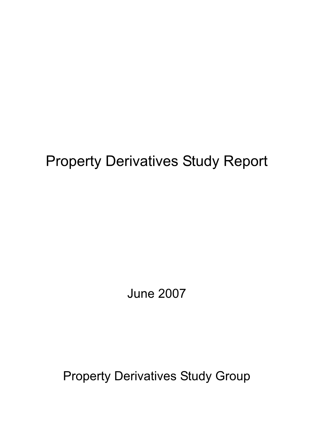 Property Derivatives Study Report