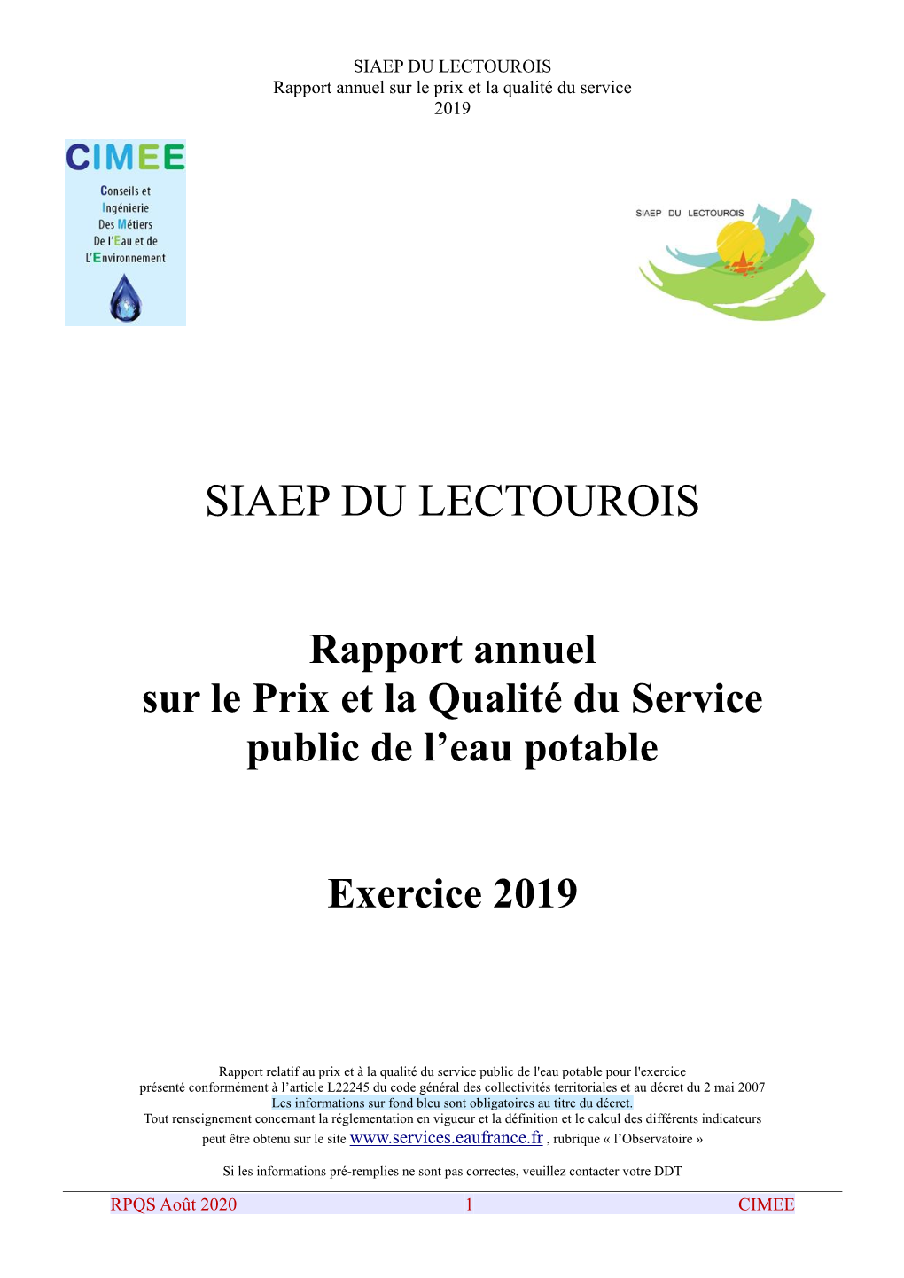 Rapport Annuel SIAEP Du Lectourois 2019.Pdf