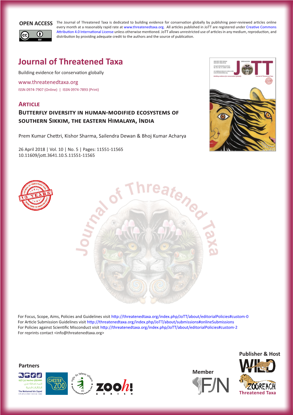 Butterfly Diversity in Human-Modified Ecosystems of Southern Sikkim, the Eastern Himalaya, India