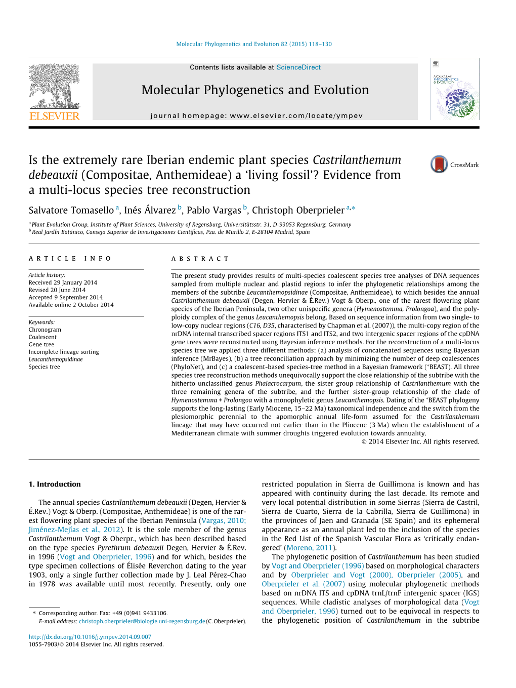 Molecular Phylogenetics and Evolution 82 (2015) 118–130