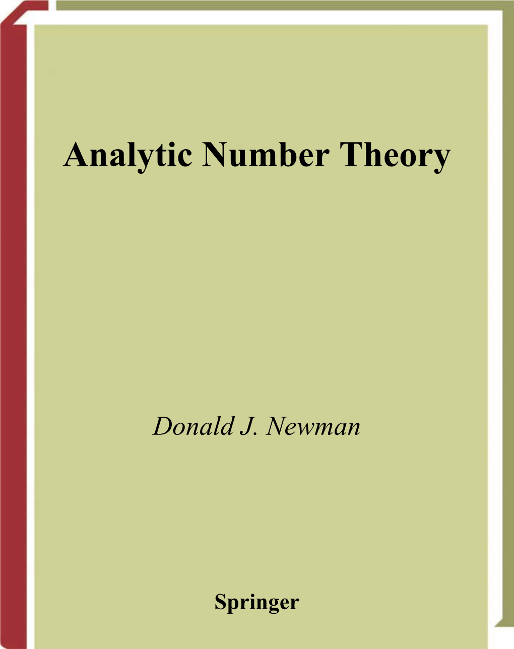 Analytic Number Theory