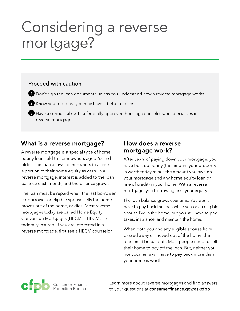 Considering a Reverse Mortgage?