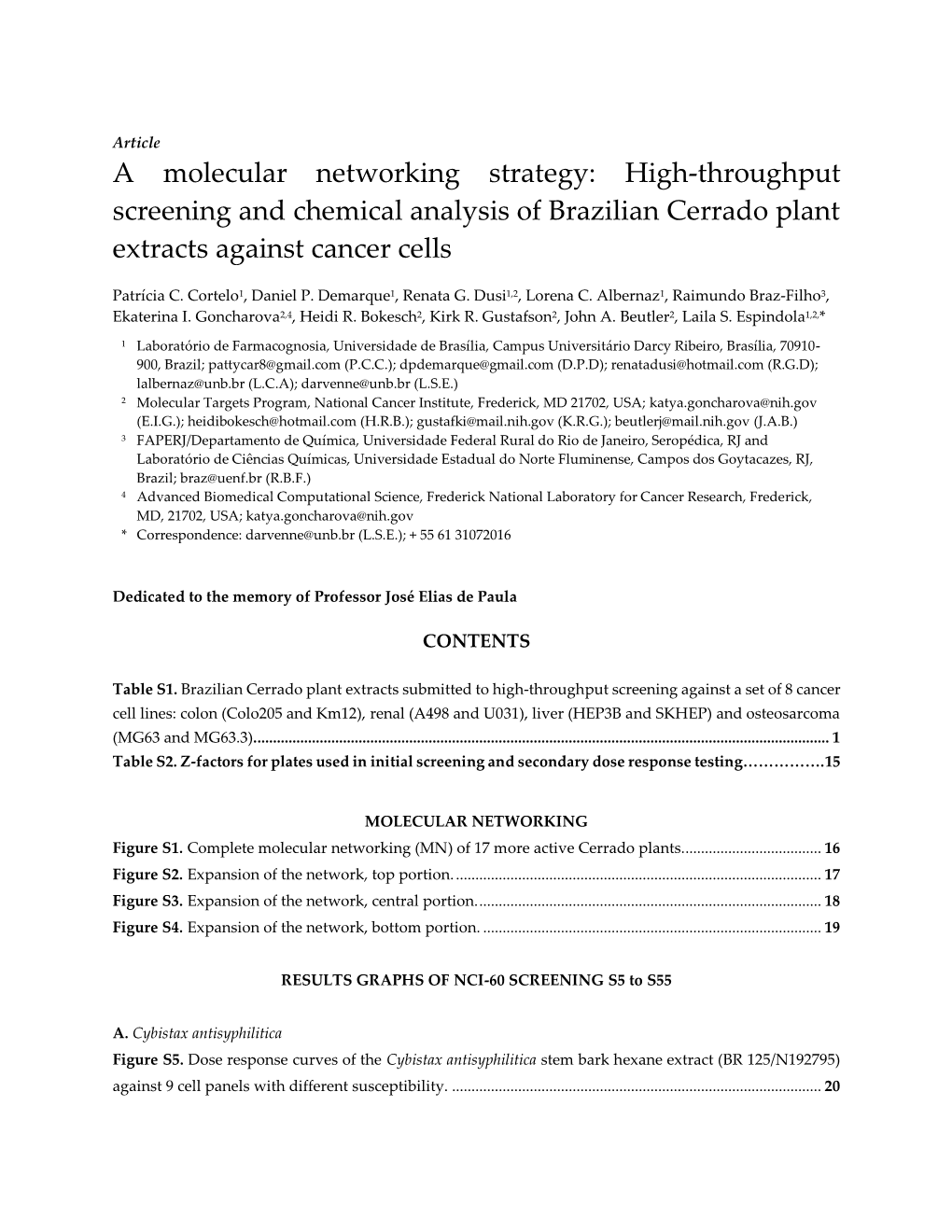 A Molecular Networking Strategy: High-Throughput Screening and Chemical Analysis of Brazilian Cerrado Plant Extracts Against Cancer Cells