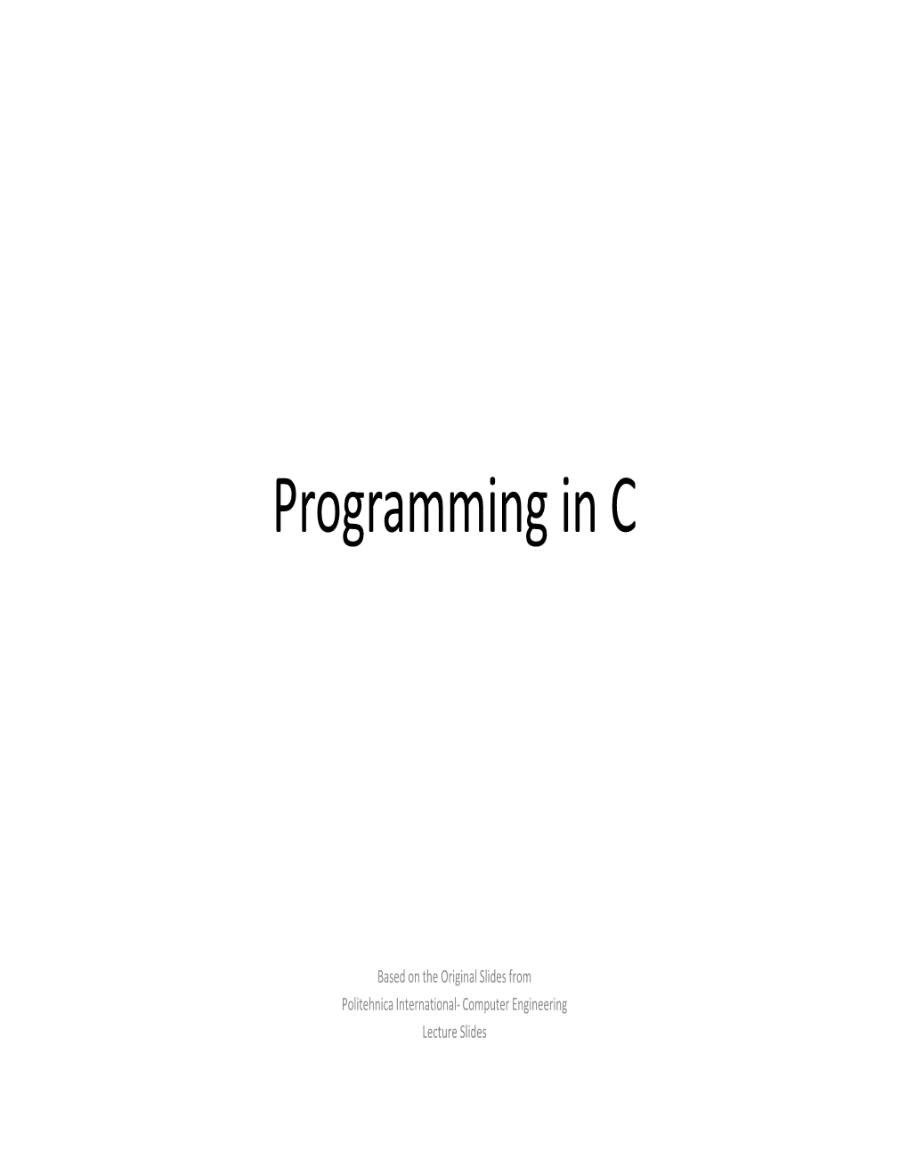 Programming in C