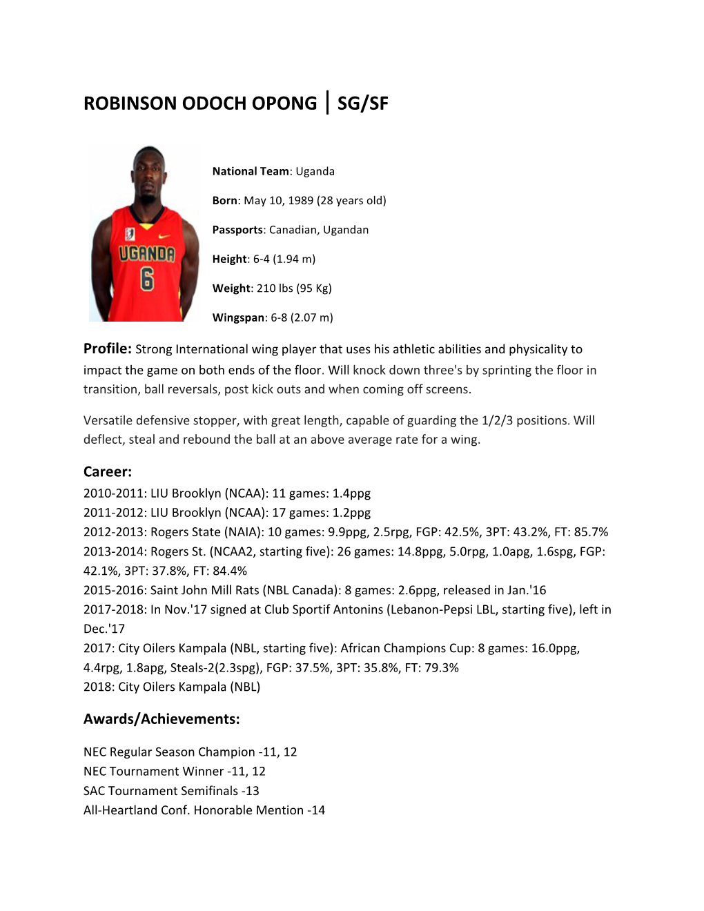 Robinson Odoch Opong | Sg/Sf