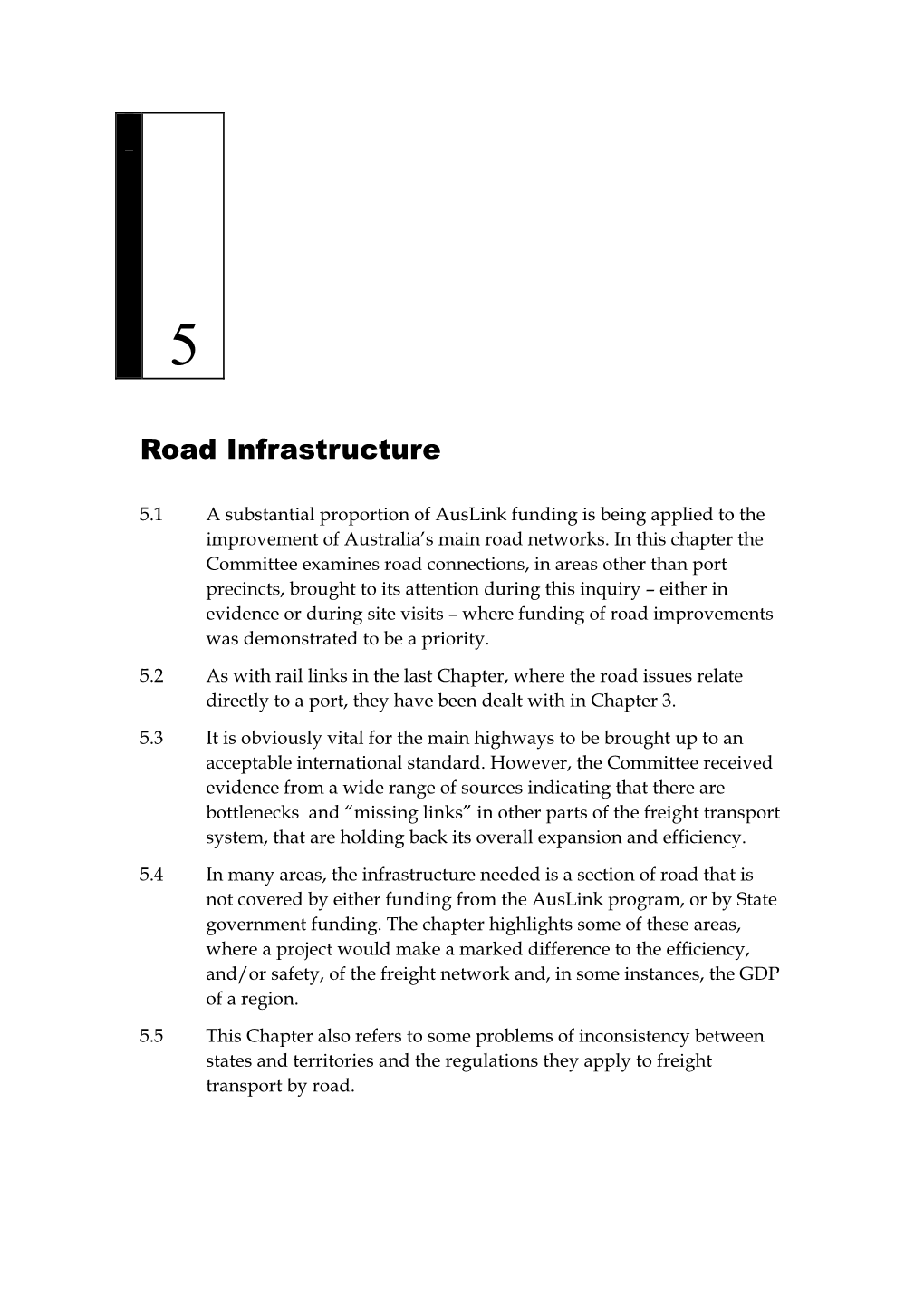 Chapter 5: Road Infrastructure