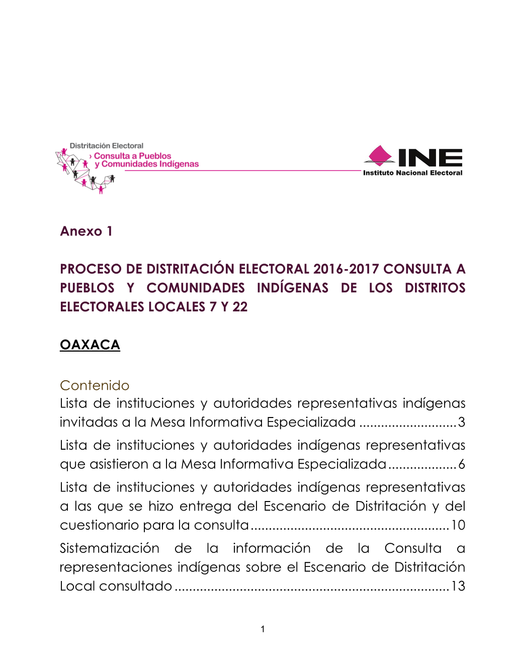 Anexo 1 PROCESO DE DISTRITACIÓN ELECTORAL 2016