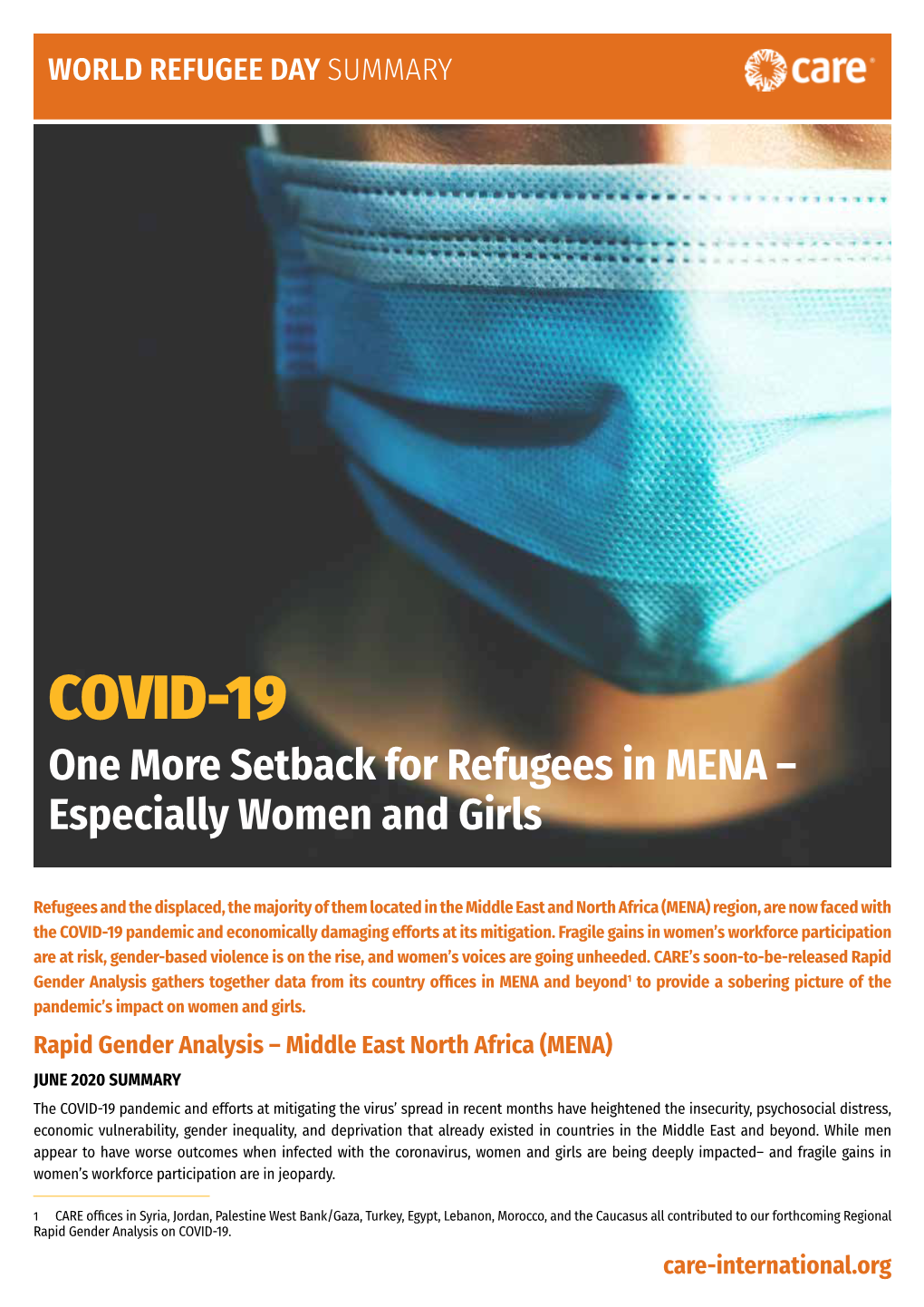 COVID-19 One More Setback for Refugees in MENA – Especially Women and Girls