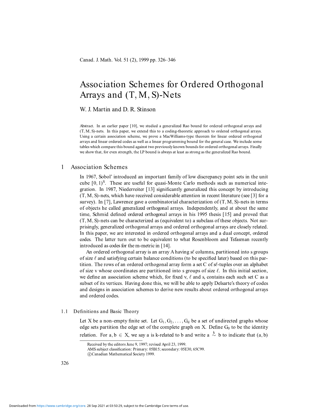 Association Schemes for Ordered Orthogonal Arrays and (T, M, S)-Nets W