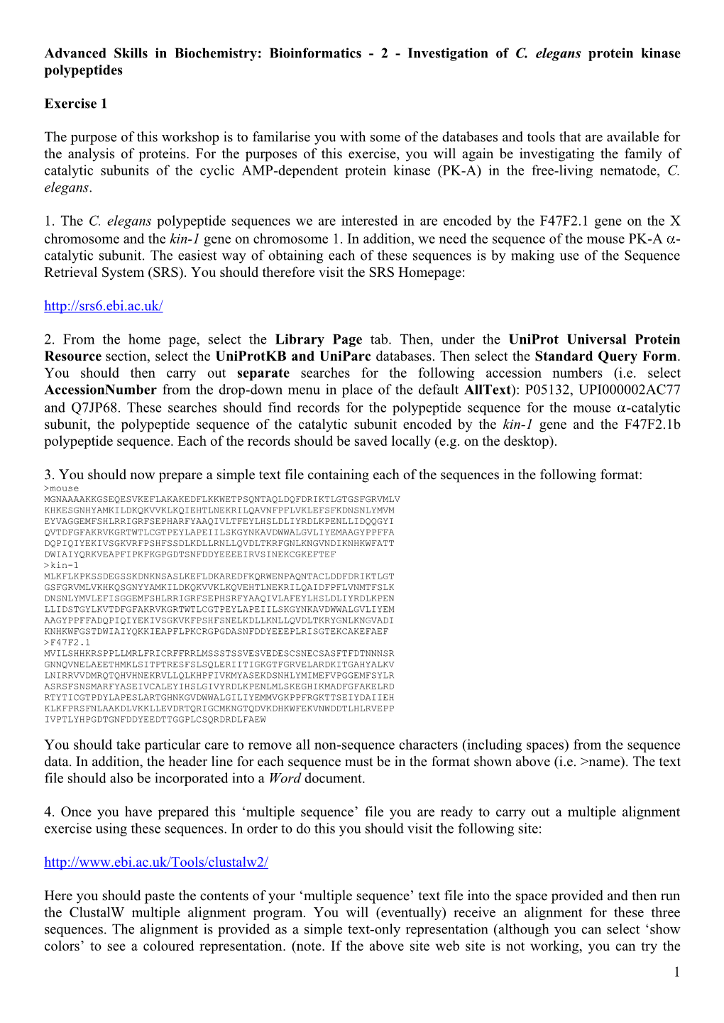 Bioinformatics - 2 - Investigation of C