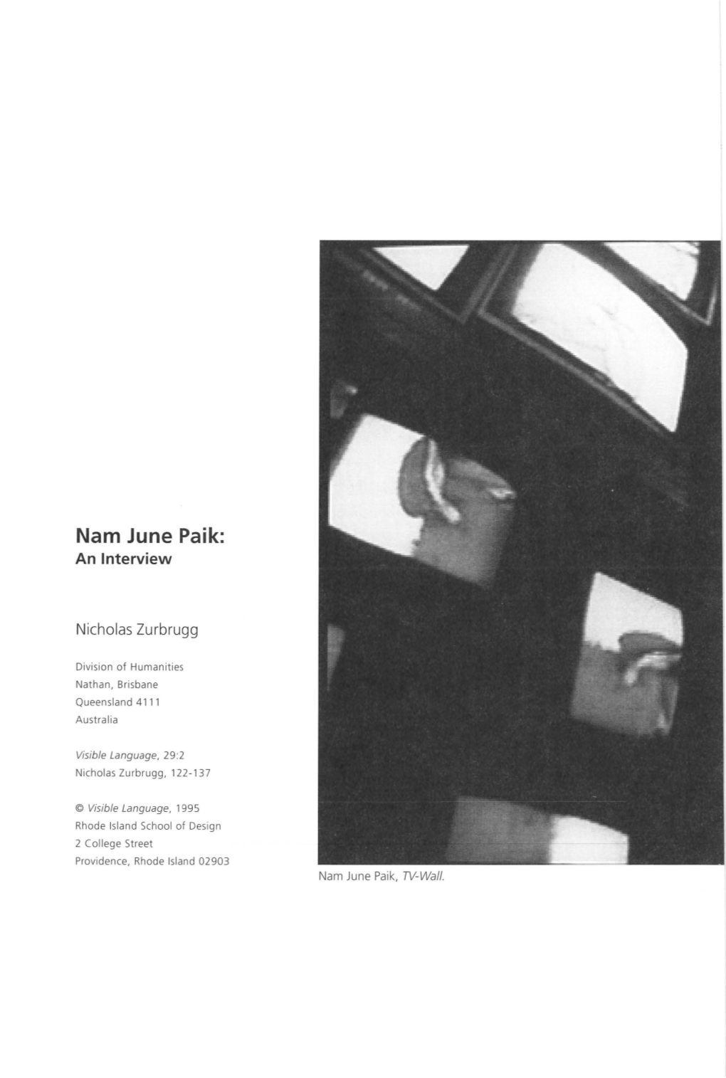 Nam June Paik: an Interview