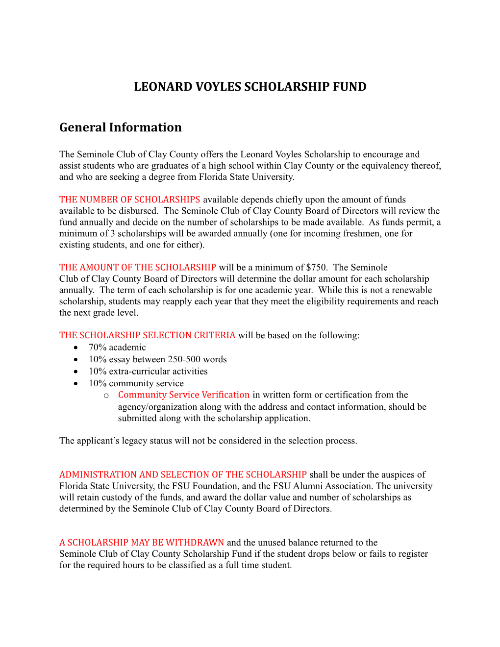 Leonard Voyles Scholarship Fund