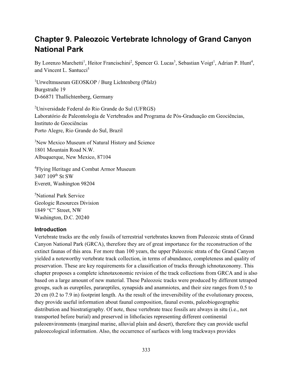 Chapter 9. Paleozoic Vertebrate Ichnology of Grand Canyon National Park