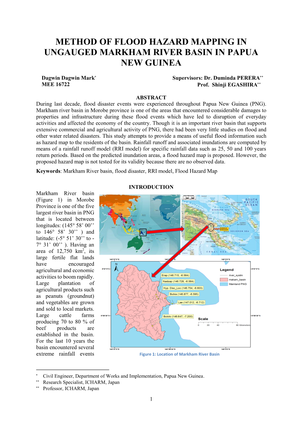 Method of Flood Hazard Mapping in Ungauged Markham River Basin in Papua New Guinea