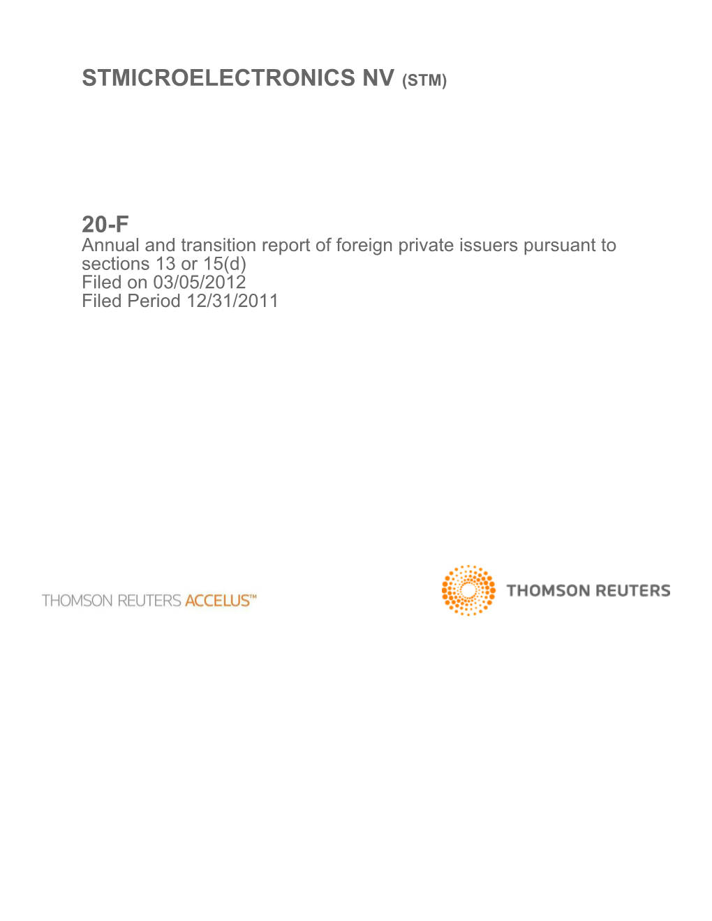 Stmicroelectronics Nv (Stm) 20-F