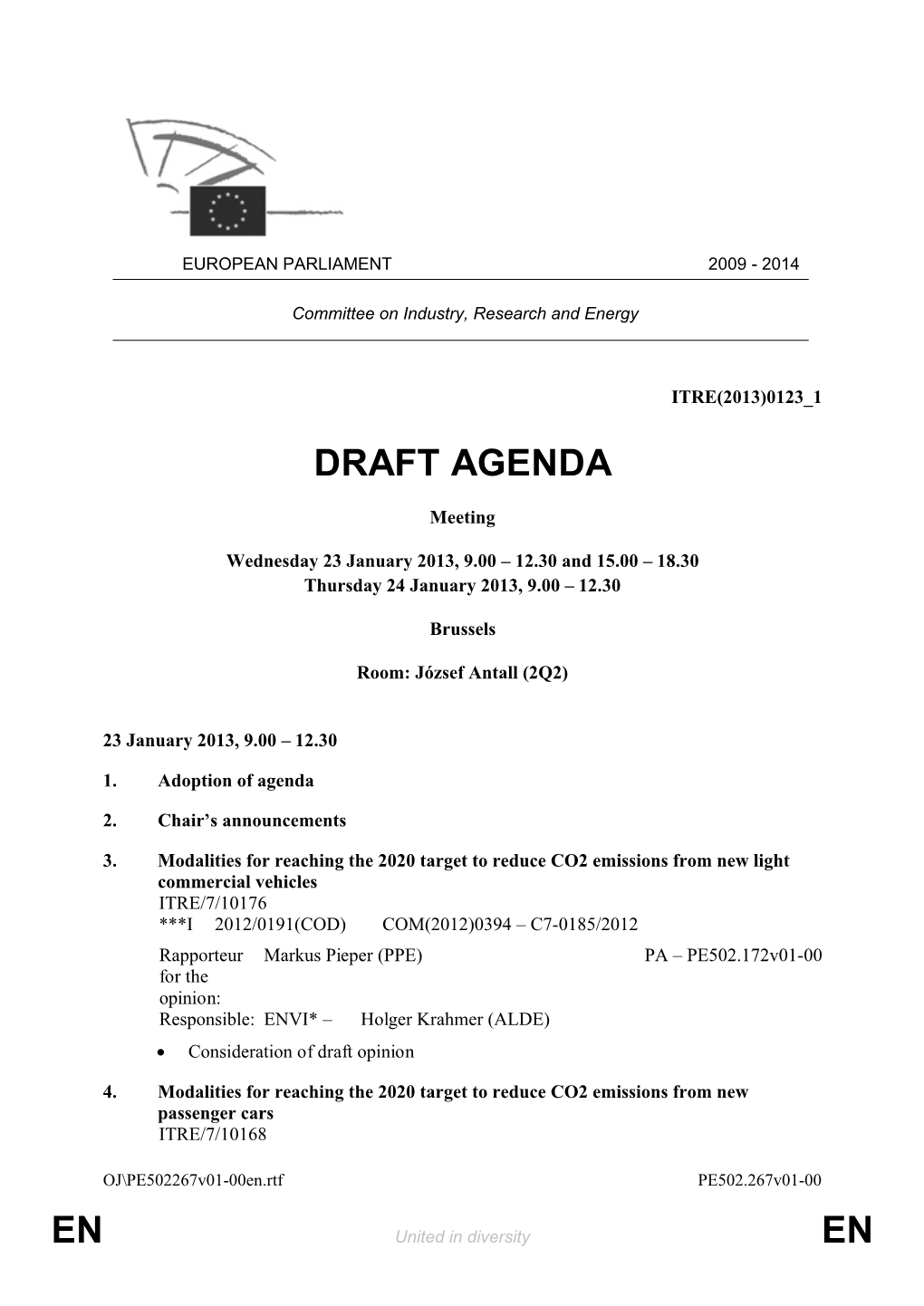 En En Draft Agenda