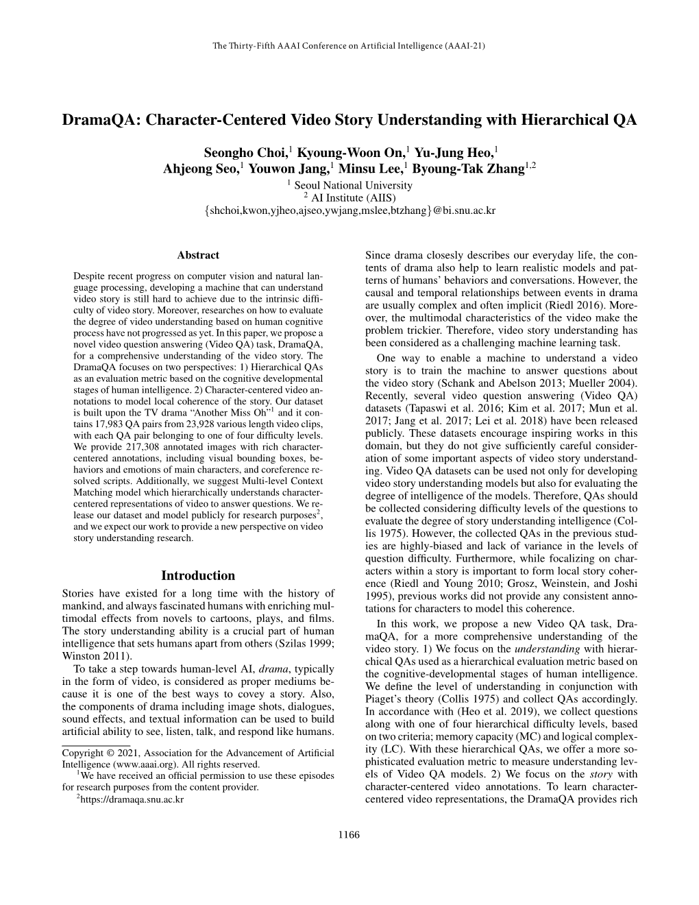 Character-Centered Video Story Understanding with Hierarchical QA