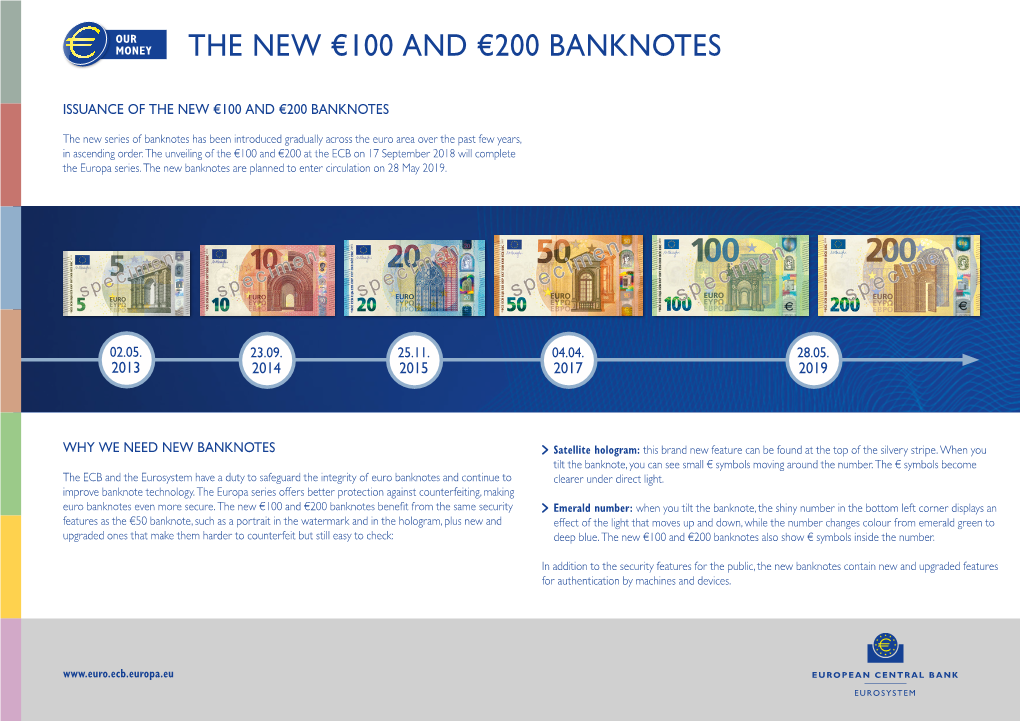 Fact Sheet on the New €100 and €200