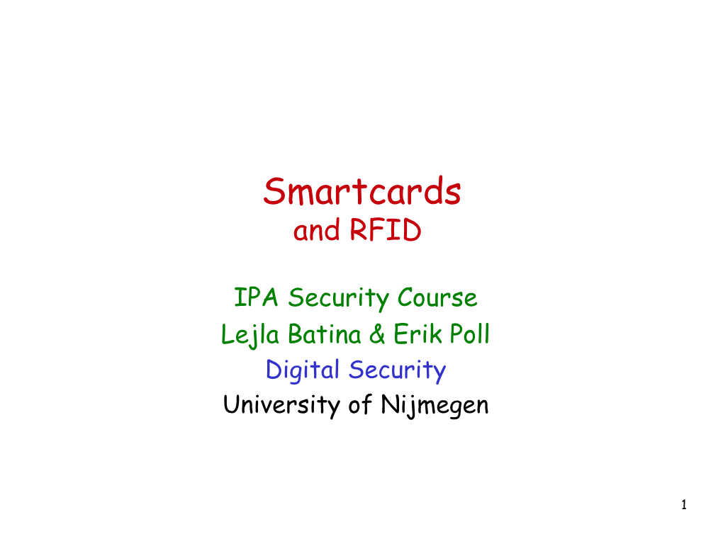 Smartcards and RFID