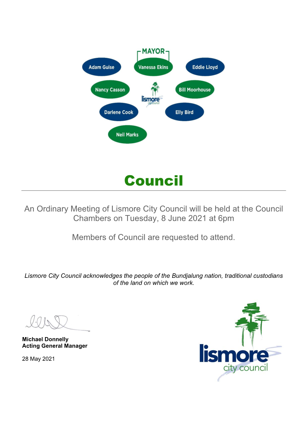 Agenda of Lismore City Council