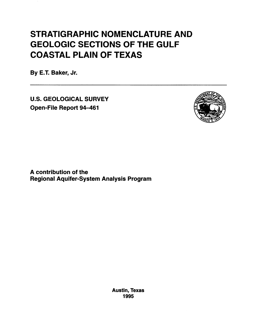 Stratigraphic Nomenclature and Geologic Sections of the Gulf Coastal Plain of Texas