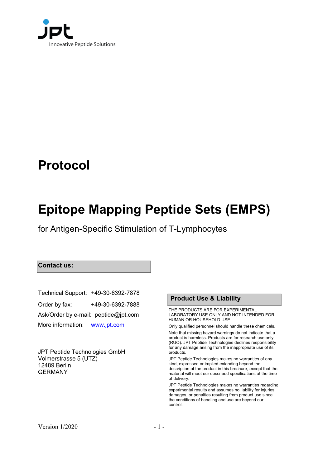 Application Protocol Epitope Mapping Peptide Sets (EMPS)