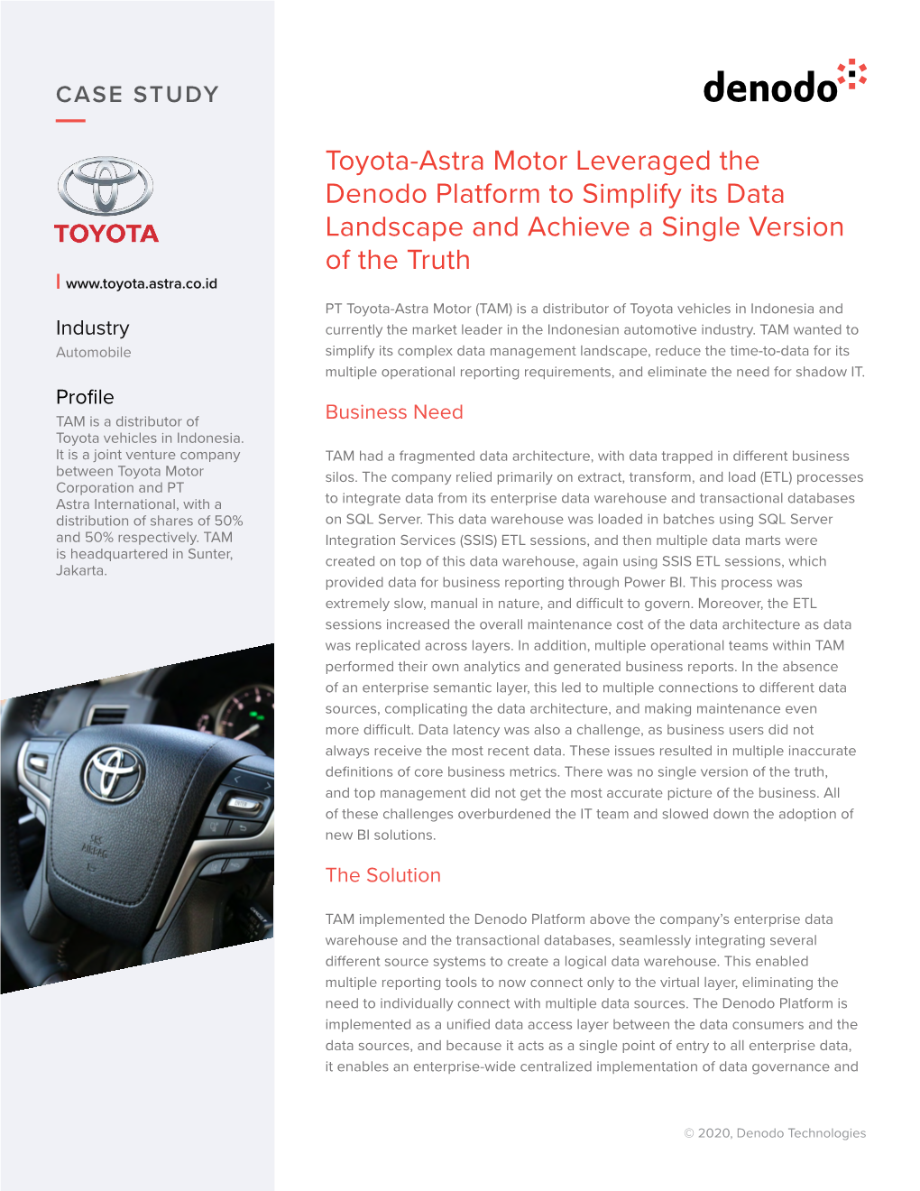 Toyota-Astra Motor Leveraged the Denodo Platform to Simplify Its Data
