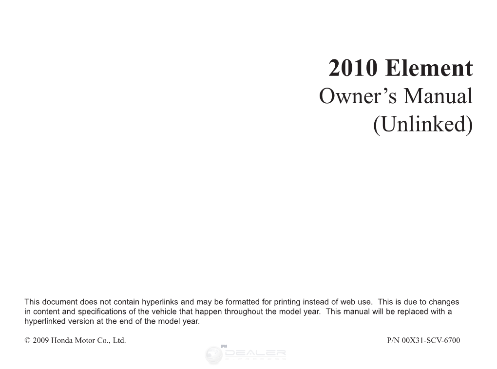 2010 Element Owner’S Manual (Unlinked)