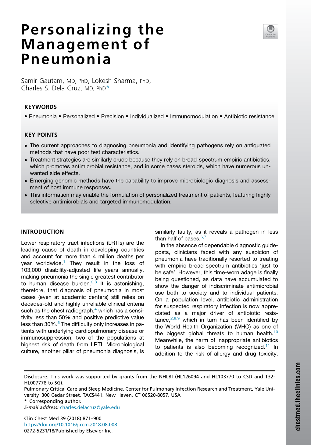 Personalizing the Management of Pneumonia