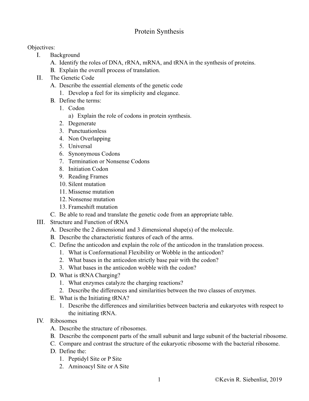 Protein Synthesis