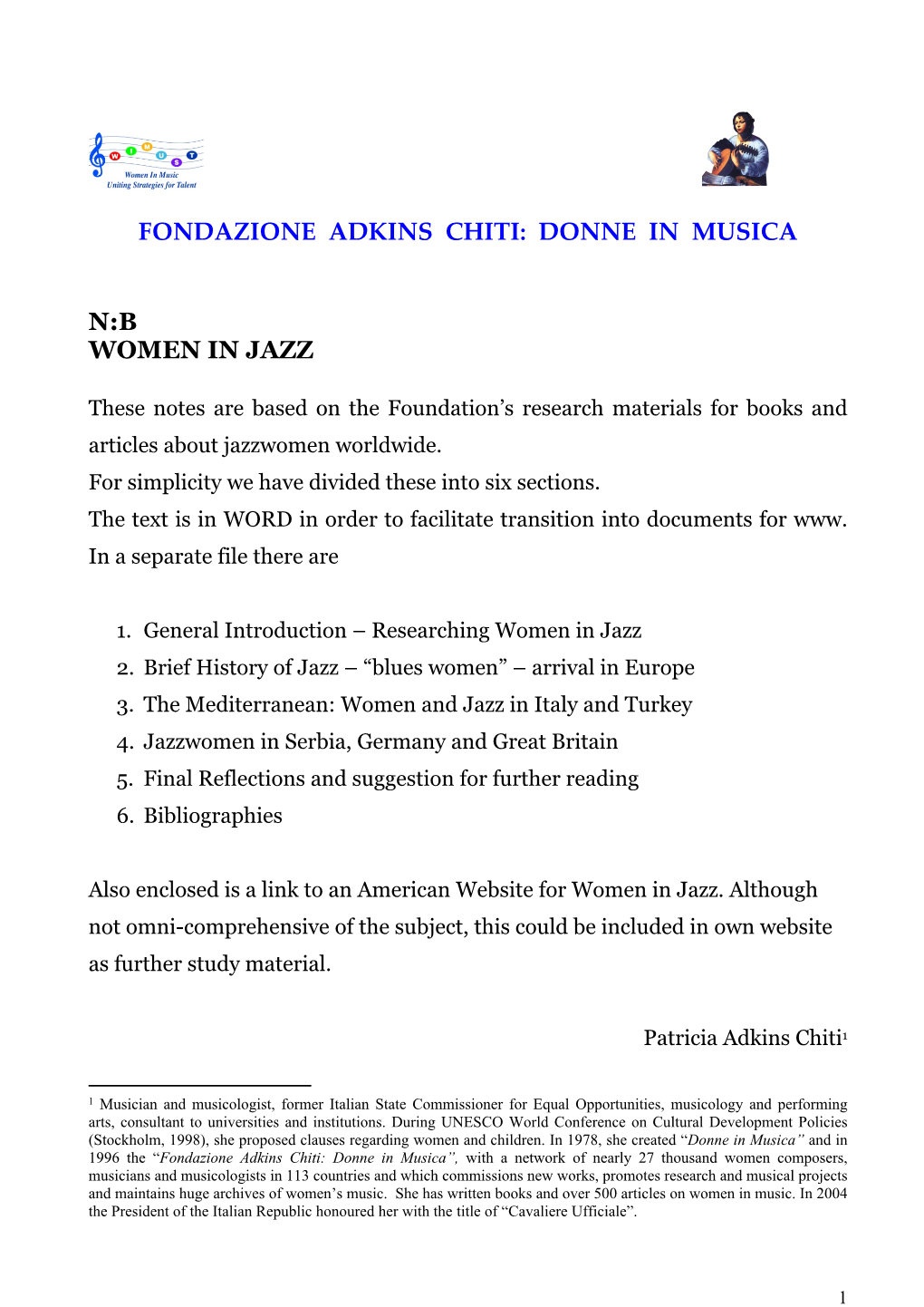 Donne in Musica N:B Women in Jazz