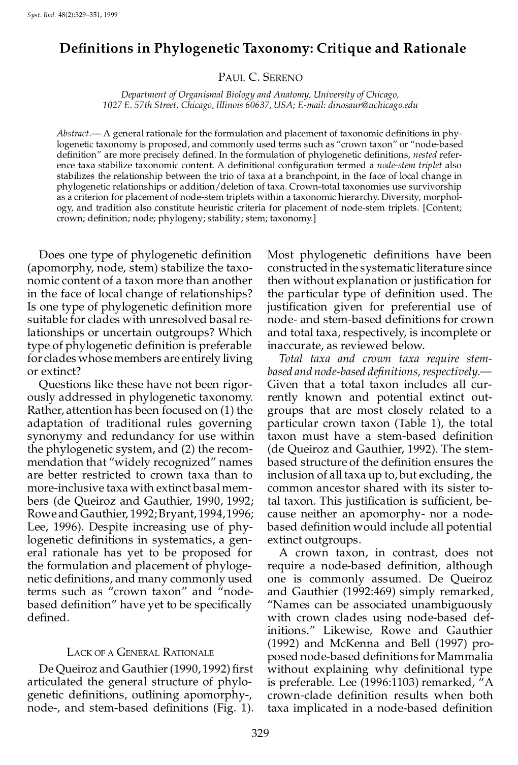 Definitions in Phylogenetic Taxonomy