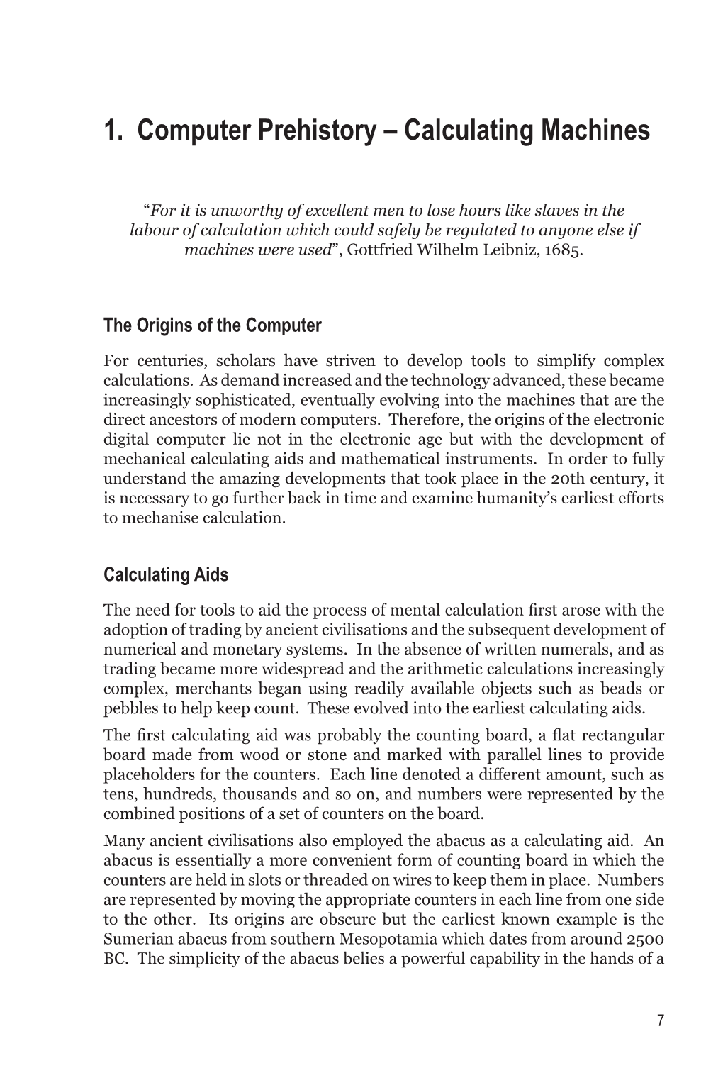 1. Computer Prehistory – Calculating Machines