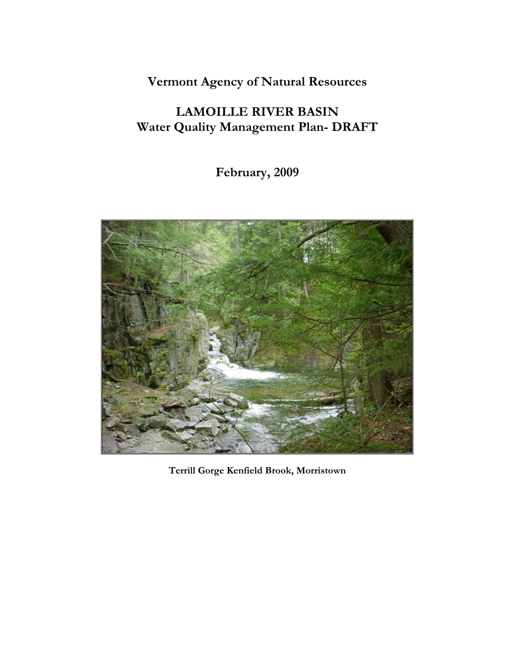 Vermont Agency of Natural Resources LAMOILLE RIVER BASIN Water