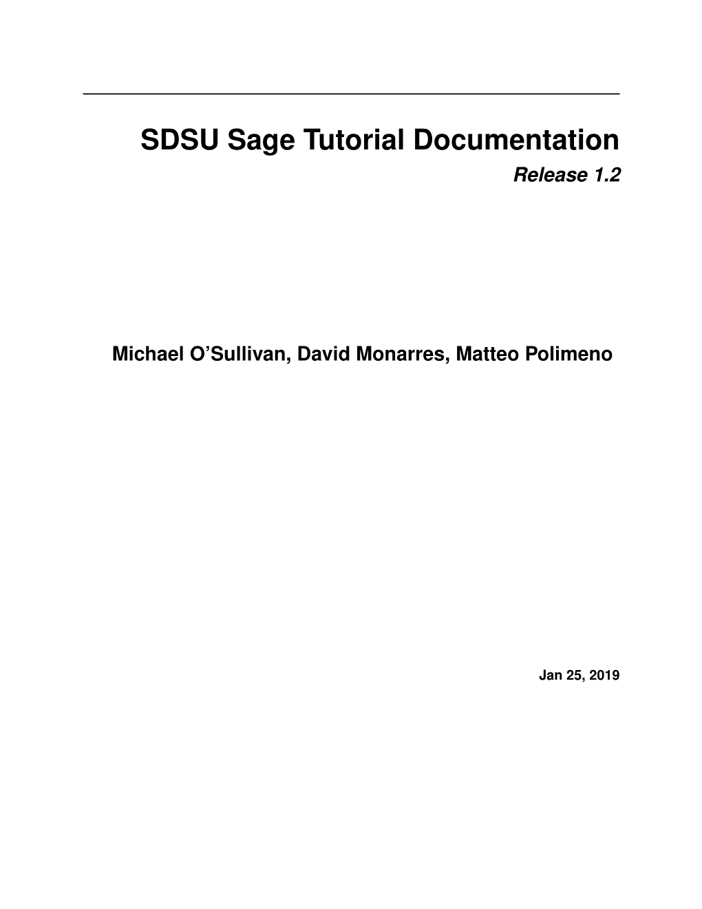 SDSU Sage Tutorial Documentation Release 1.2