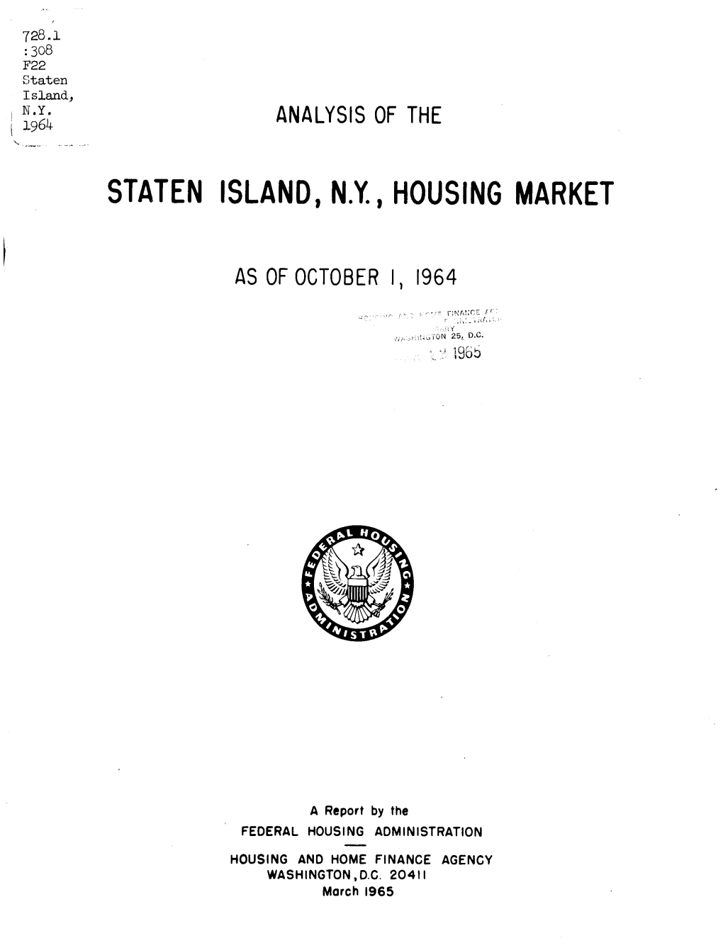 Analysis of the State Island N Y Housing Market As Of