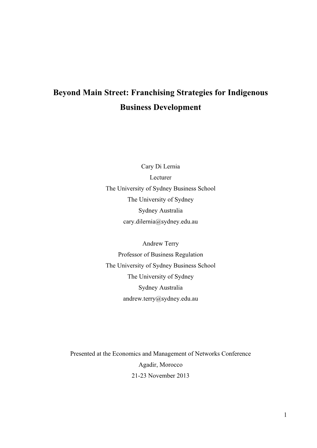 Franchising Strategies for Indigenous Business Development