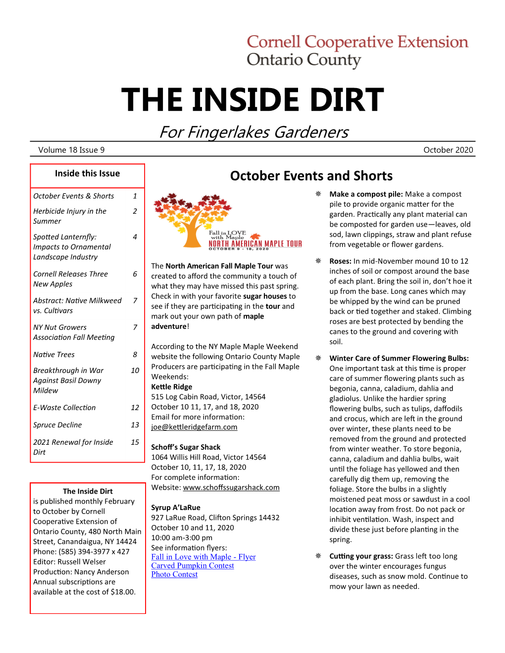 THE INSIDE DIRT for Fingerlakes Gardeners Volume Issue October 2020